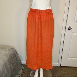 Flax brand long linen skirt orange